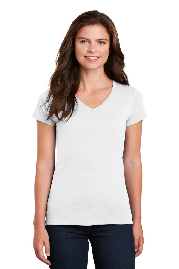 Gildan Ladies Heavy Cotton 100% Cotton V-Neck T-Shirt. 5V00L