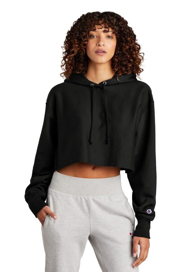 Champion   Women's Reverse Weave   Cropped Cut-Off Hooded Sweatshirt RW01W